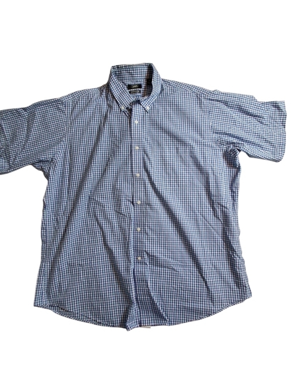 Berkley Jensen Shirt Men 2XL Blue  Plaid Short Sleeve Button Down Wrinkle Free